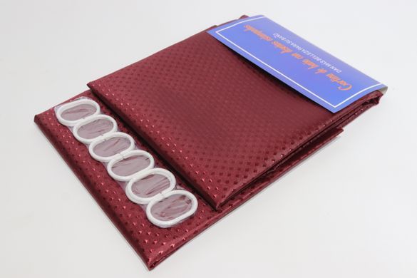 Шторка в ванную длинная 180x220 см ( высота 2,2 м) однотонная бордовый