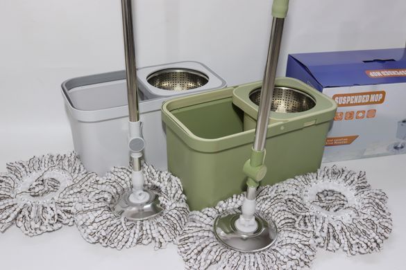 Швабра з віджимом та квадратним відром Spin Mop 2-в-1 2505/green