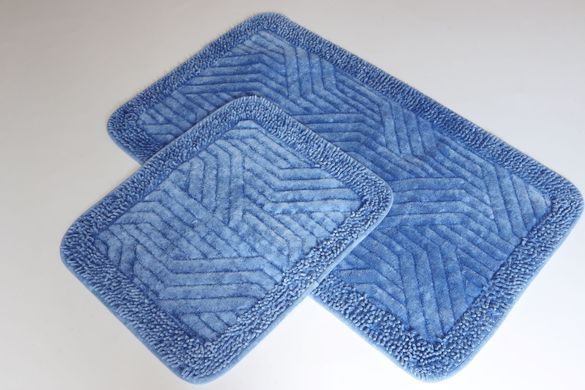 Набір килимків бавовняних для ванної та туалету 60x100 50x60 см Tropikhome Shaggy Vintage blue