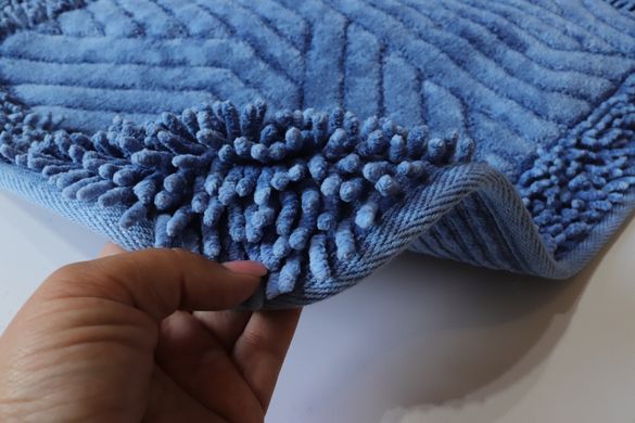 Набір килимків бавовняних для ванної та туалету 60x100 50x60 см Tropikhome Shaggy Vintage blue