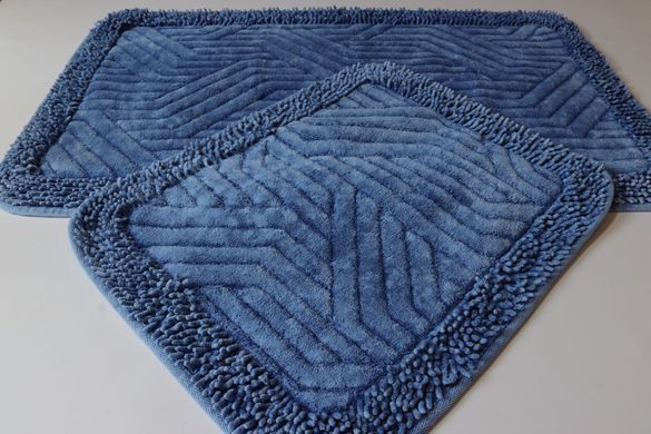 Набір килимків бавовняних для ванної та туалету 60x100 50x60 см Tropikhome Shaggy Vintage blue