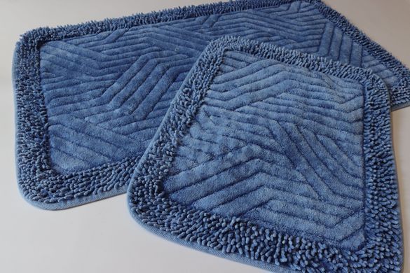 Набір килимків бавовняних для ванної та туалету 60x100 50x60 см Tropikhome Shaggy Vintage blue