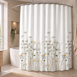 Шторка для угловой ванны Tropik Daisy 240&times;200 см, широкая, 100% полиэстер