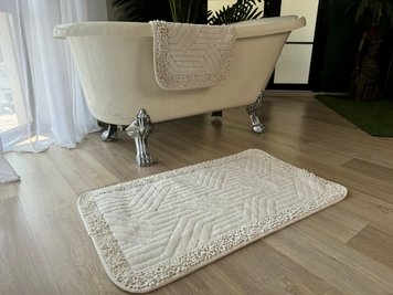 Набір килимків бавовняних для ванної та туалету 60x100 50x60 см Tropikhome Shaggy Plain cream