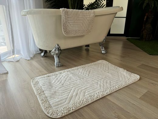 Набор ковриков хлопковых для ванной и туалета 60x100 50x60 см Tropikhome Shaggy Plain cream