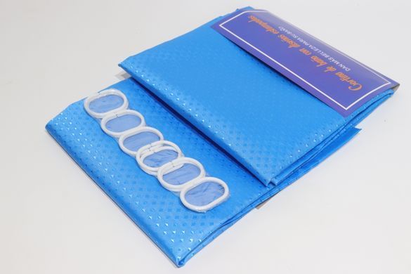 Шторка в ванную длинная 180x220 см ( высота 2,2 м) однотонная синяя