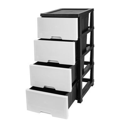Комод на 4 ящика 35*45*86 см R-Plastic бело-черный