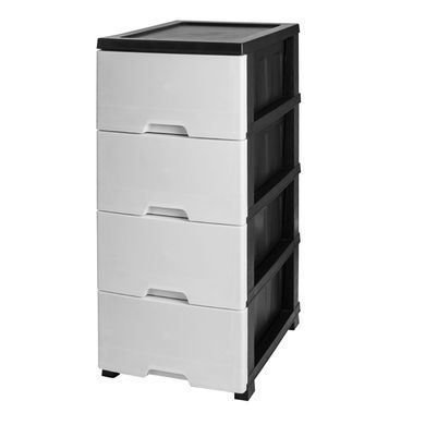 Комод на 4 ящика 35*45*86 см R-Plastic бело-черный