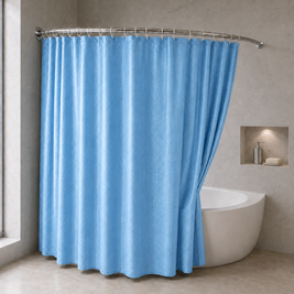 Шторка в ванную широкая 240x180 см однотонная голубая 5314/lightblue
