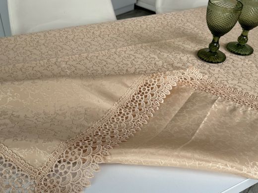 Скатерть праздничная с кружевом 120x150 см тканевая 3386-dkr