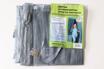 Москитная сетка на двери с магнитами 100*210 см 3863/grey