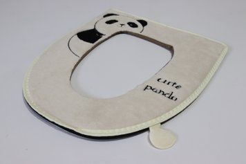 Накладка на ободок унітазу м'яка на блискавці Panda 0047/beige