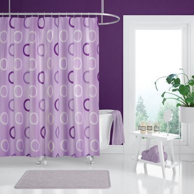 Штора для ванної Rings violet Tropic 180x200 cм, Фіолетовий, 180*200 см, 12, 180