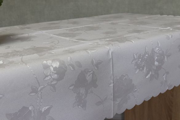 Скатерть виниловая на большой стол 140&times;300 см с узором 7D/f/white 301